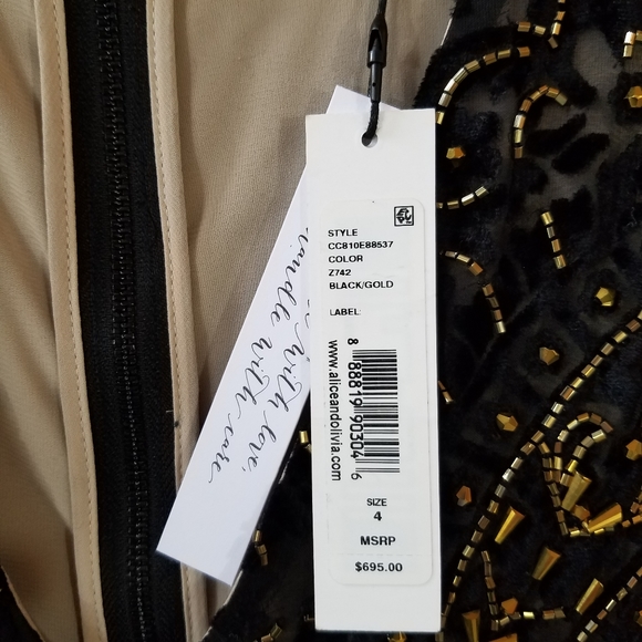 ALICE + OLIVIA Riska Black/Gold Embellished Dress - Picture 6 of 10